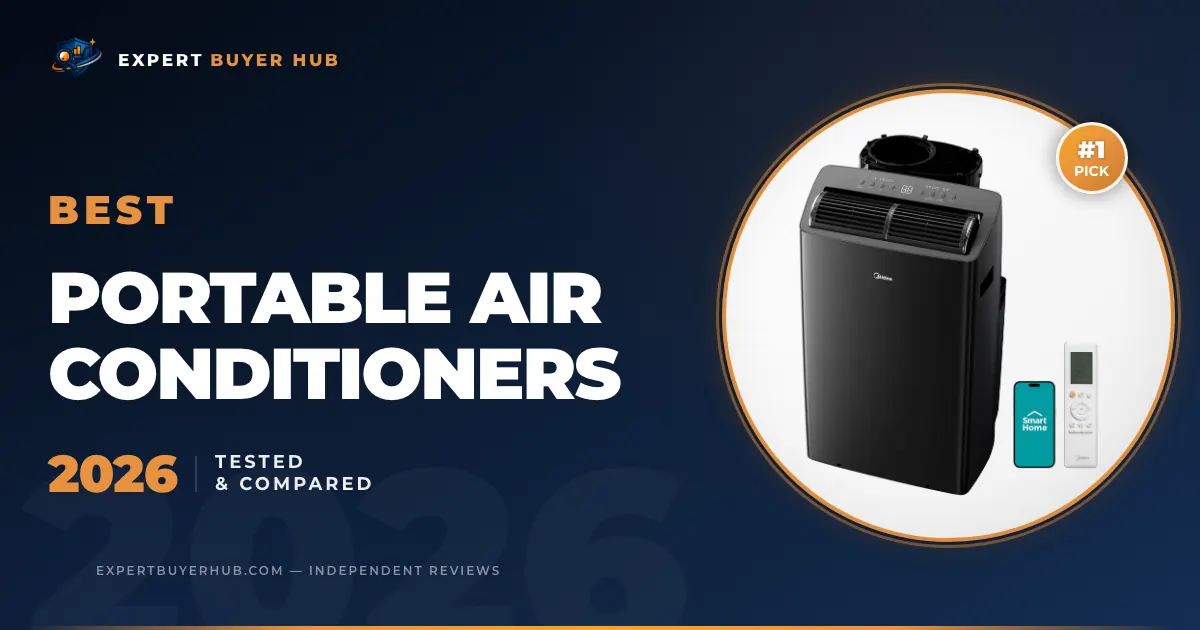 EBH hero graphic for the best portable air conditioners for small rooms 2026 guide