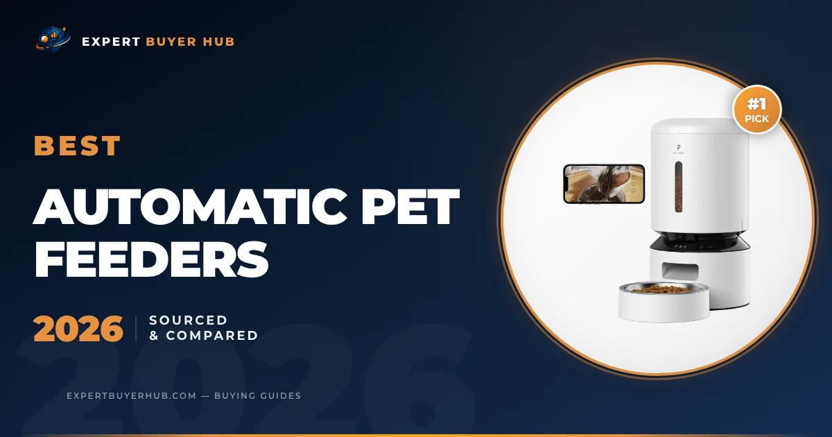 PETLIBRO camera feeder in Expert Buyer Hub automatic pet feeder comparison graphic