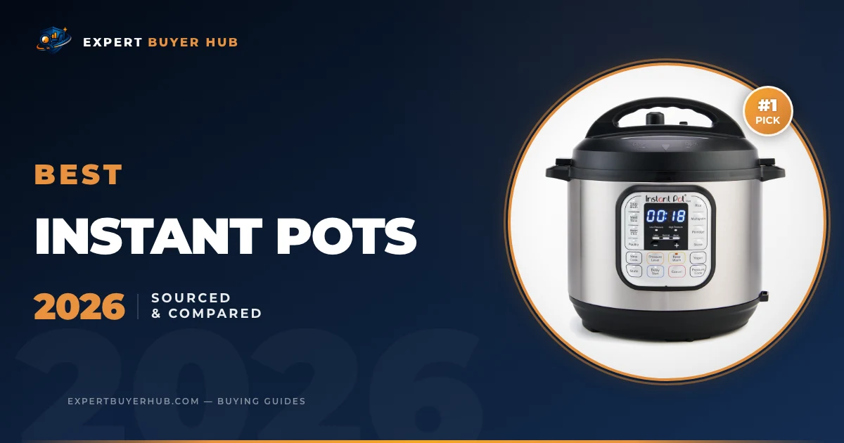 Instant Pot Duo in Expert Buyer Hub sourced pressure cooker comparison graphic