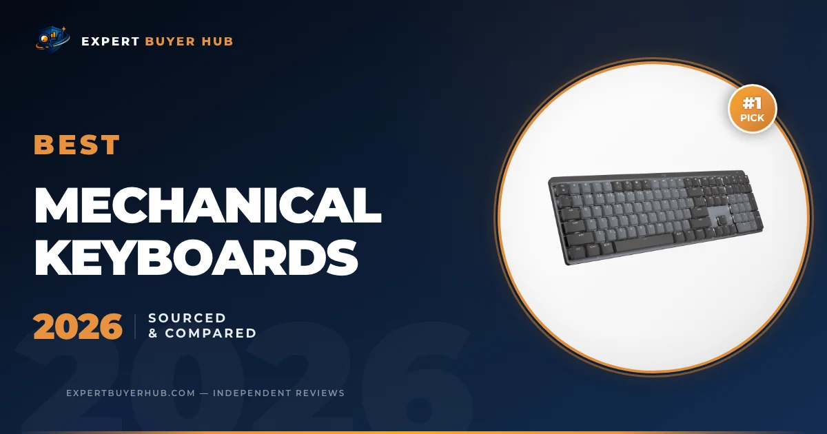 Logitech MX Mechanical in Expert Buyer Hub sourced mechanical keyboard comparison graphic